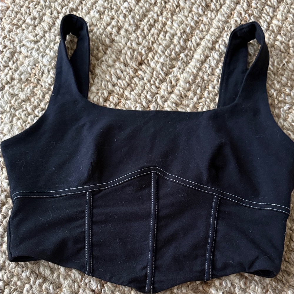 Reformation Black Cropped Bustier Tank